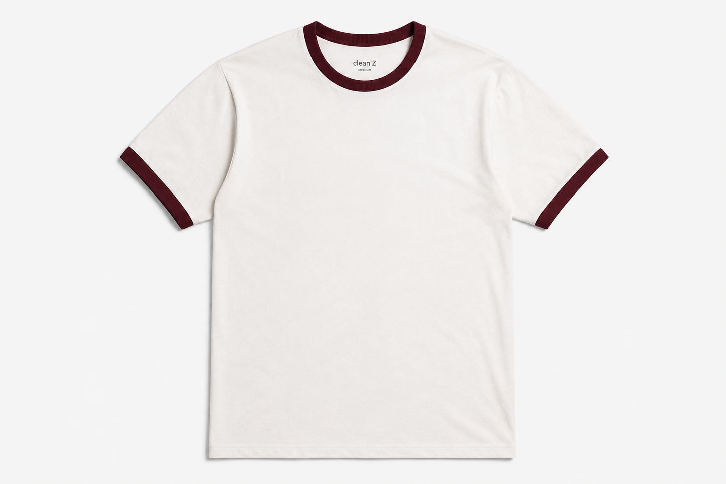 Signature Ringer Tee – White / Burgundy