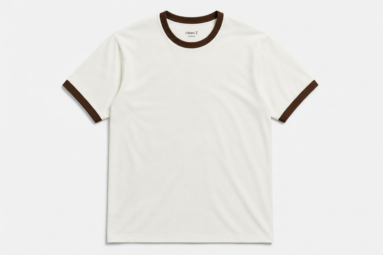 Signature Ringer Tee – White / Brown