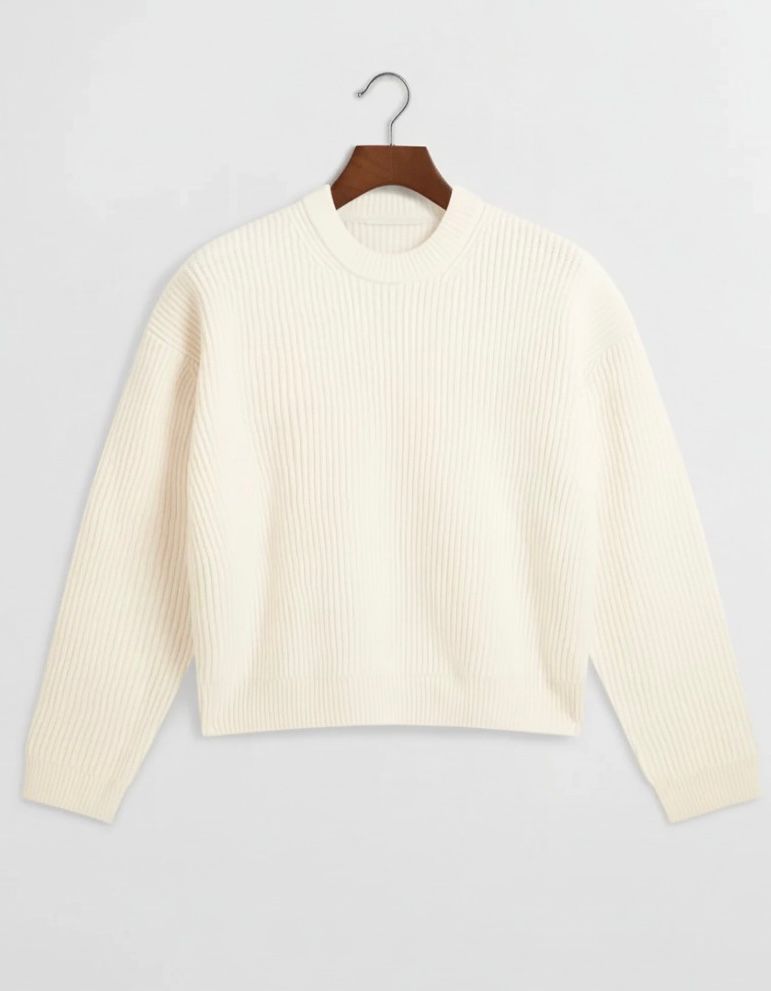 Crewneck Rib Sweater – Off-White