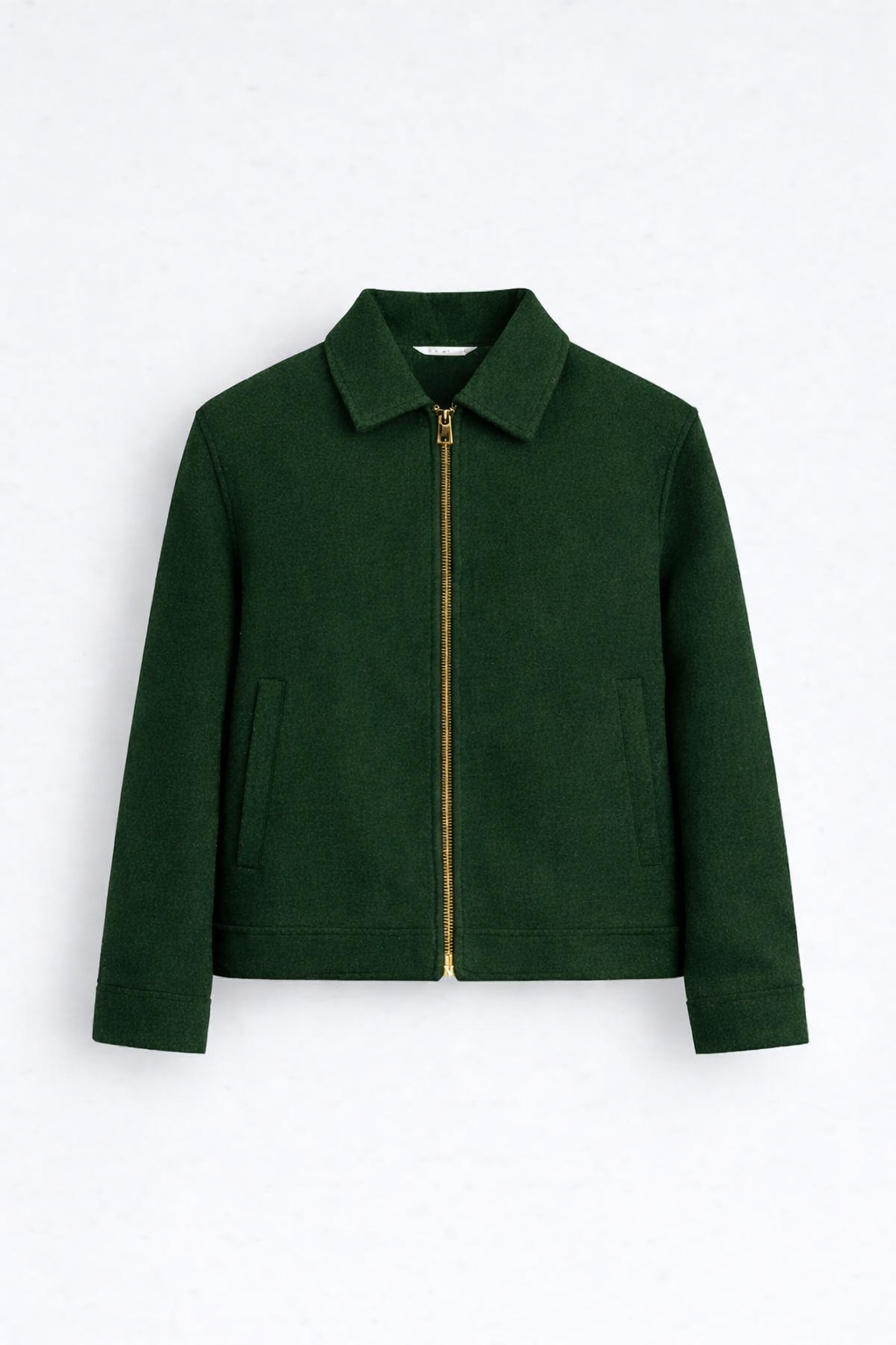 Green Zip-Up Wool Jacket