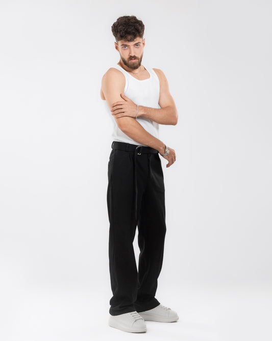 The Signature Black Belted Trousers