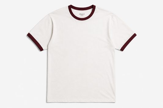 Signature Ringer Tee – White / Burgundy