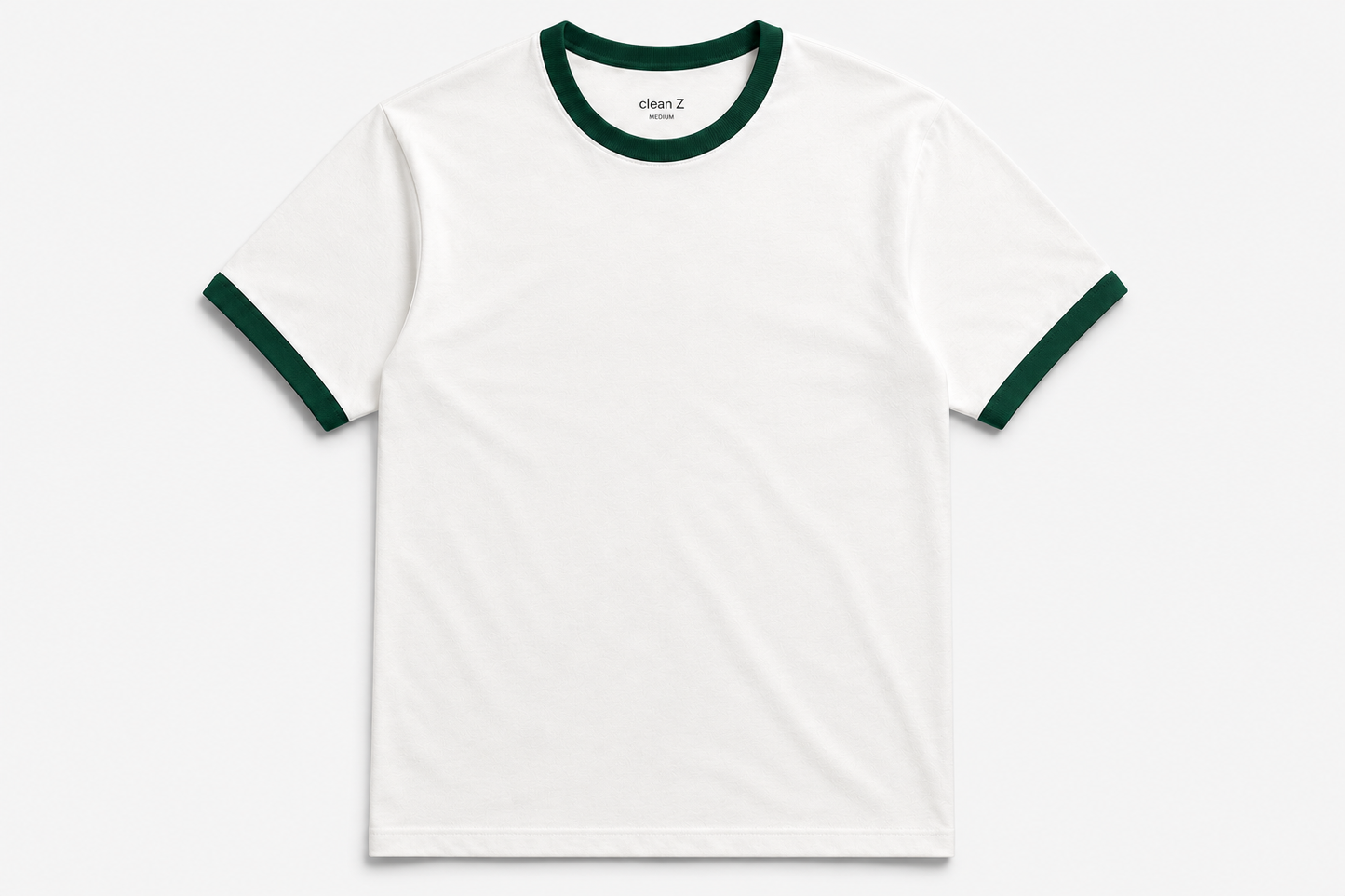 Signature Ringer Tee – White / Emerald Green
