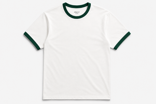 Signature Ringer Tee – White / Emerald Green