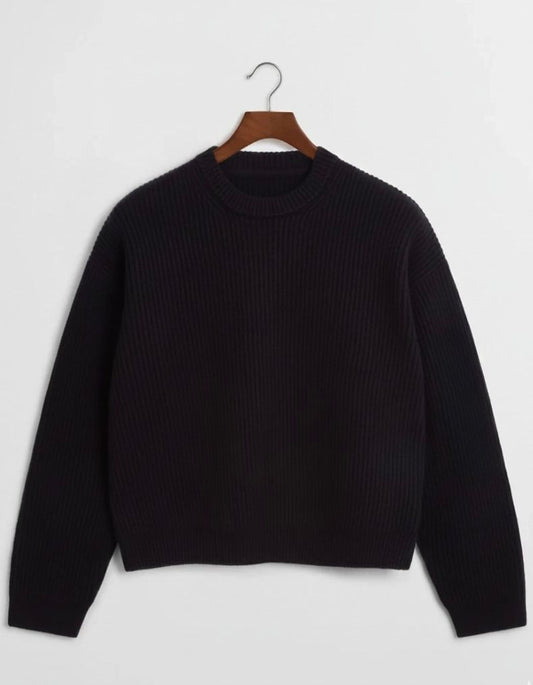 Crewneck Rib Sweater – Black