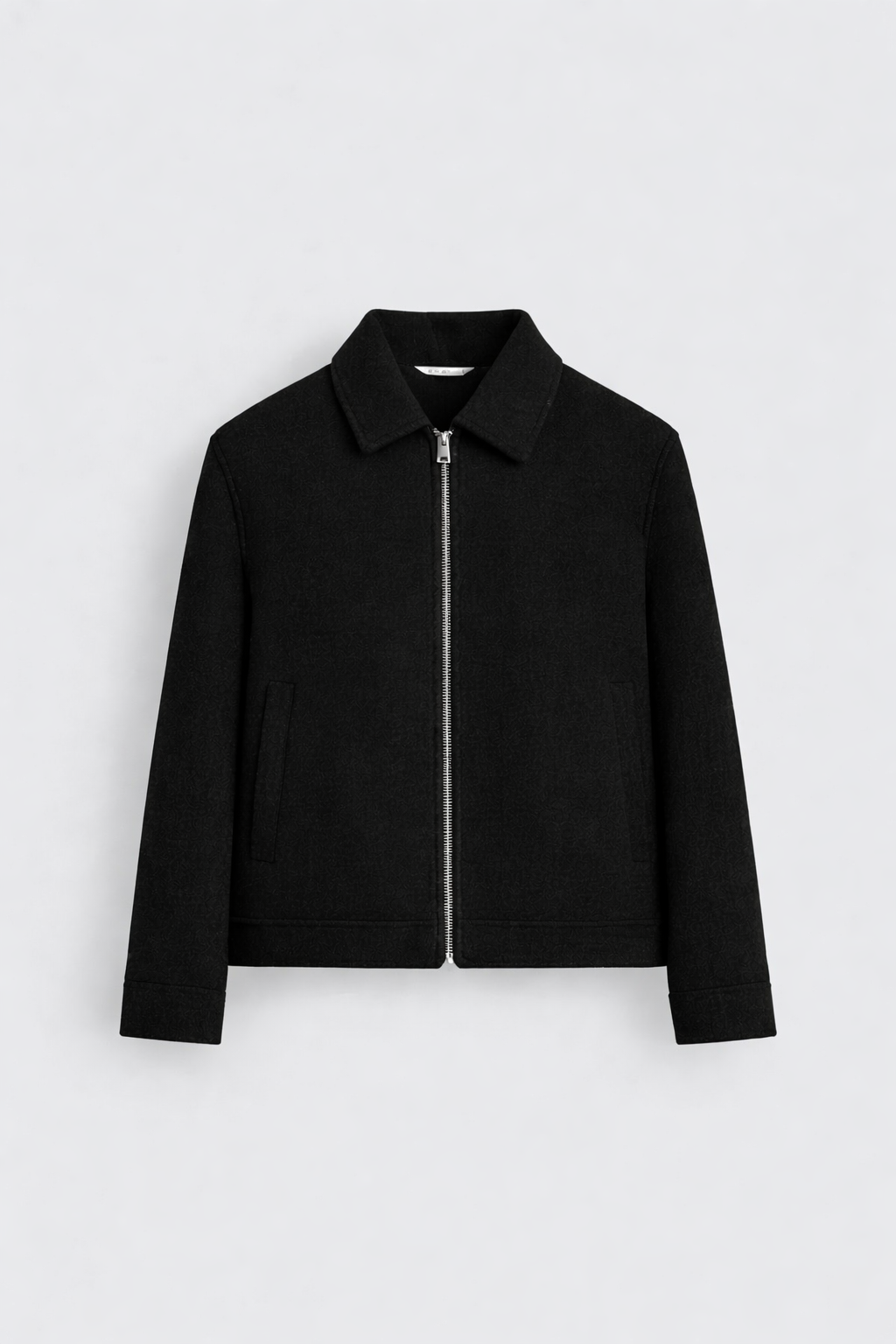 Black Zip-Up Wool Jacket